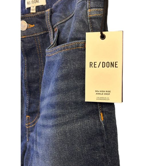 Re/Done 90s High Rise Ankle Crop Deep Sapphire Size 28 Brand NWT ( Retail $285) - Picture 4 of 7